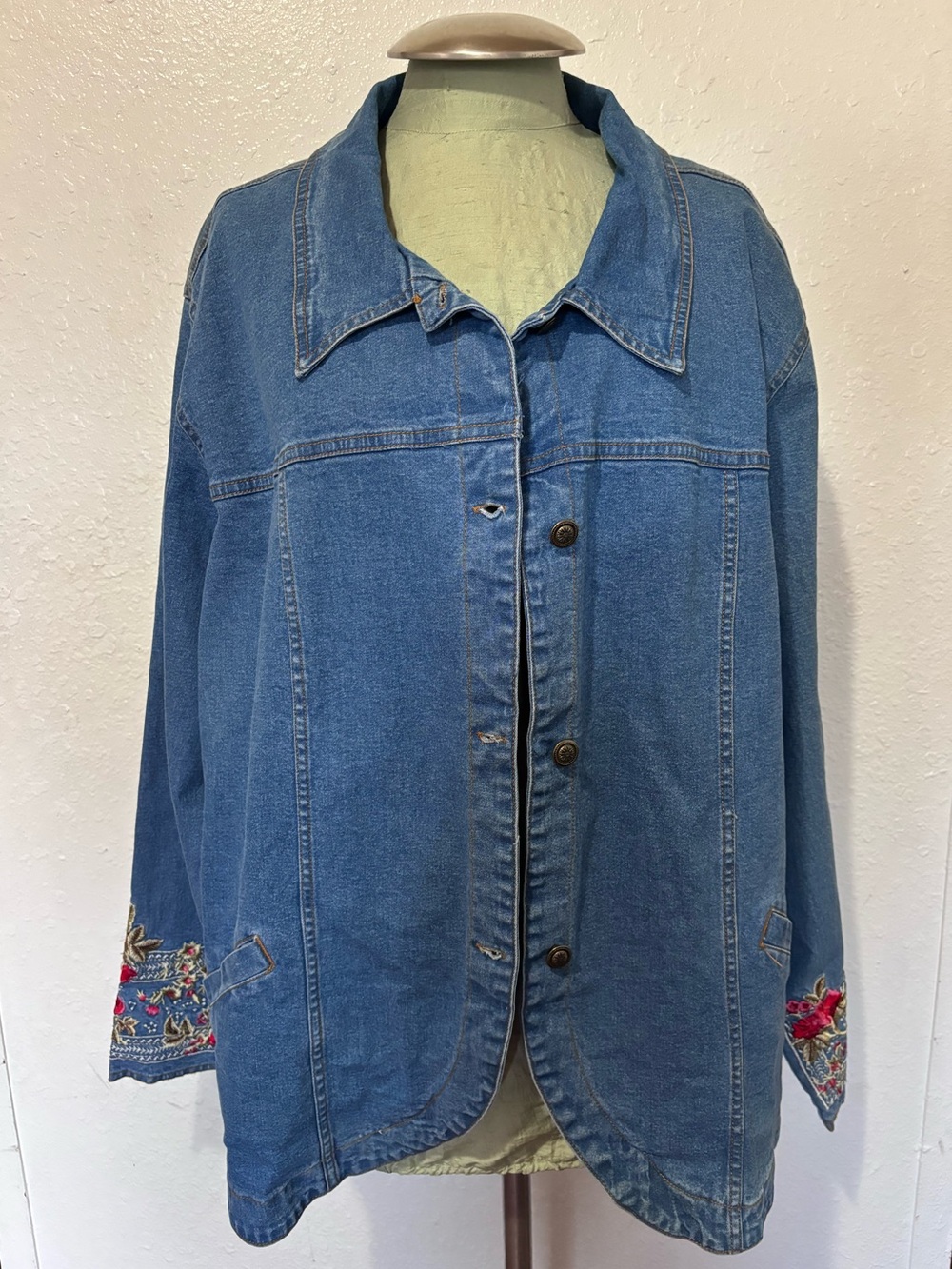 Denim&Co Blue Embroidered Jean Jacket